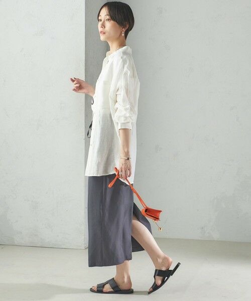 SHIPS / シップス ロング・マキシ丈スカート | 〈手洗い可能〉キュプラ混 ツイル ドロスト スカート | 詳細3