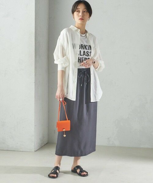 SHIPS / シップス ロング・マキシ丈スカート | 〈手洗い可能〉キュプラ混 ツイル ドロスト スカート | 詳細6