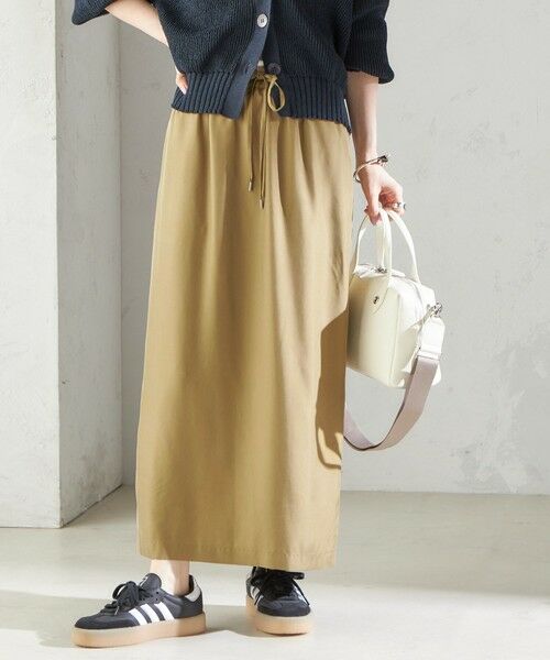 SHIPS for women/シップスウィメン 《予約》〈手洗い可能〉キュプラ混 ツイル ドロスト スカート ライトカーキ ONE SIZE SHIPS for women/シップスウィメン 《予約》〈手洗い可能〉キュプラ混 ツイル ドロスト スカート ライトカーキ ONE SIZE