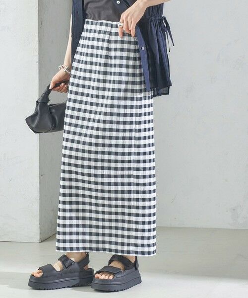 SHIPS for women/シップスウィメン 〈手洗い可能〉ギンガム チェック タイト スカート ブラック 36 SHIPS for women/シップスウィメン 〈手洗い可能〉ギンガム チェック タイト スカート ブラック 36