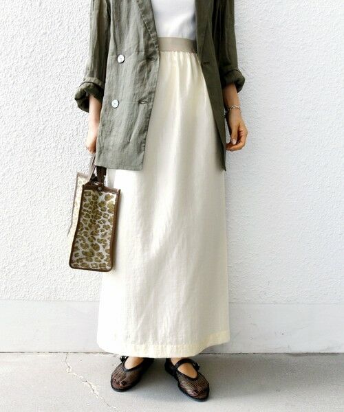 SHIPS / シップス ロング・マキシ丈スカート | 〈手洗い可能〉シアー シャイニー ウエスト ゴム ギャザー スカート | 詳細5