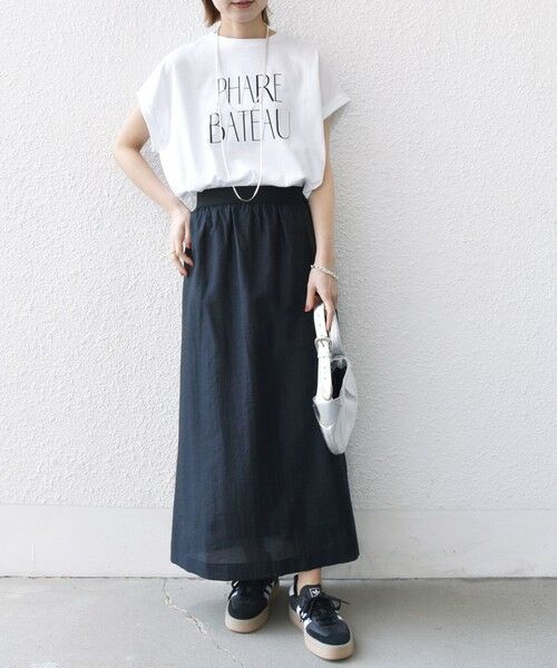 SHIPS / シップス ロング・マキシ丈スカート | 〈手洗い可能〉シアー シャイニー ウエスト ゴム ギャザー スカート | 詳細12