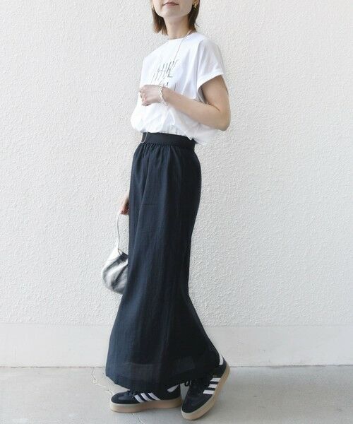 SHIPS / シップス ロング・マキシ丈スカート | 〈手洗い可能〉シアー シャイニー ウエスト ゴム ギャザー スカート | 詳細13