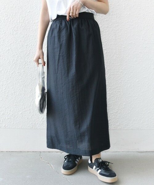 SHIPS / シップス ロング・マキシ丈スカート | 〈手洗い可能〉シアー シャイニー ウエスト ゴム ギャザー スカート | 詳細15