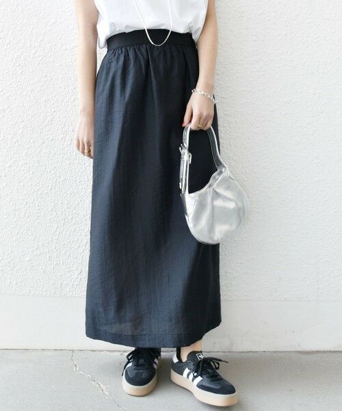 SHIPS / シップス ロング・マキシ丈スカート | 〈手洗い可能〉シアー シャイニー ウエスト ゴム ギャザー スカート | 詳細19