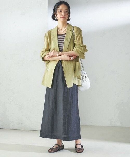 SHIPS / シップス ロング・マキシ丈スカート | 〈手洗い可能〉シアー シャイニー ウエスト ゴム ギャザー スカート | 詳細20