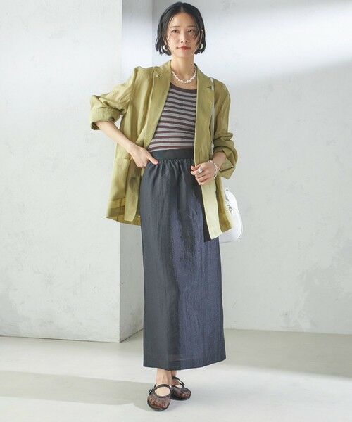 SHIPS / シップス ロング・マキシ丈スカート | 〈手洗い可能〉シアー シャイニー ウエスト ゴム ギャザー スカート | 詳細25