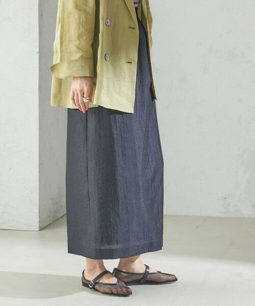 SHIPS / シップス ロング・マキシ丈スカート | 〈手洗い可能〉シアー シャイニー ウエスト ゴム ギャザー スカート | 詳細30