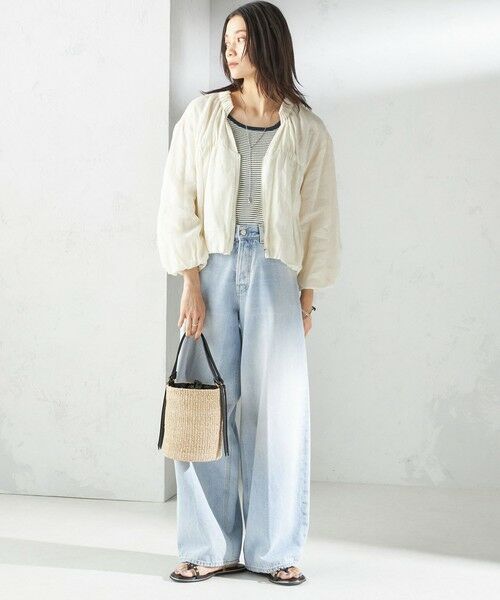 SHIPS / シップス ブルゾン | 〈手洗い可能〉バック ギャザー リネン ジップ ブルゾン | 詳細1