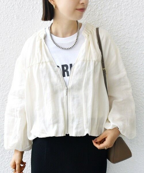 SHIPS / シップス ブルゾン | 〈手洗い可能〉バック ギャザー リネン ジップ ブルゾン | 詳細20