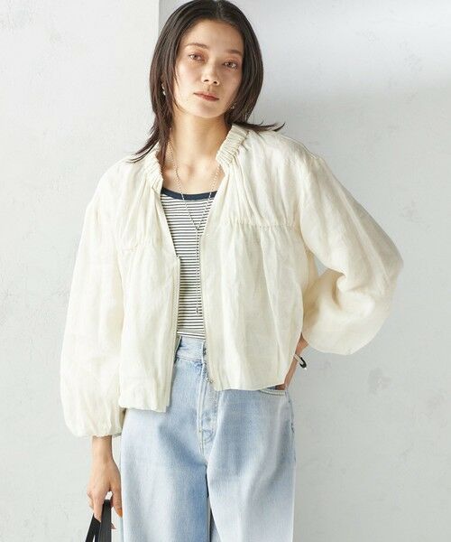 SHIPS / シップス ブルゾン | 〈手洗い可能〉バック ギャザー リネン ジップ ブルゾン | 詳細7
