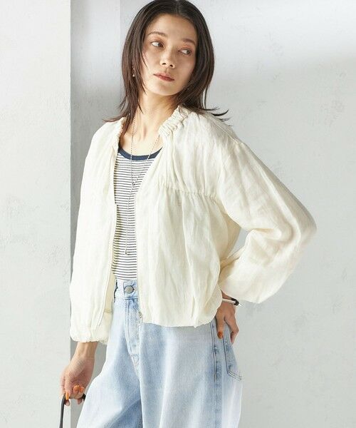 SHIPS / シップス ブルゾン | 〈手洗い可能〉バック ギャザー リネン ジップ ブルゾン | 詳細8