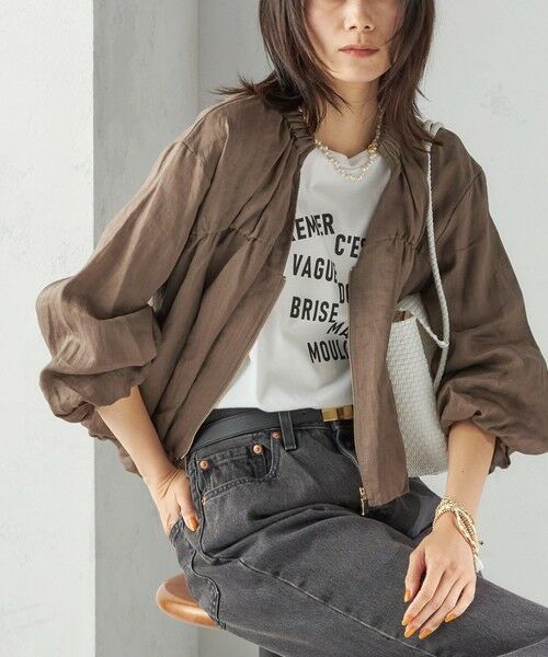 SHIPS for women/シップスウィメン 〈手洗い可能〉バック ギャザー リネン ジップ ブルゾン オリーブ ONE SIZE SHIPS for women/シップスウィメン 〈手洗い可能〉バック ギャザー リネン ジップ ブルゾン オリーブ ONE SIZE