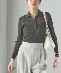 SHIPS / シップス ニット・セーター | 《予約》〈手洗い可能〉シアー リブ 長袖 ポロ ニット