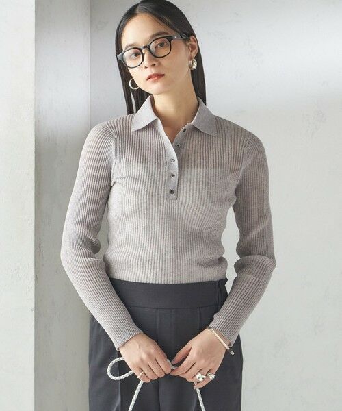 SHIPS / シップス ニット・セーター | 《予約》〈手洗い可能〉シアー リブ 長袖 ポロ ニット | 詳細14