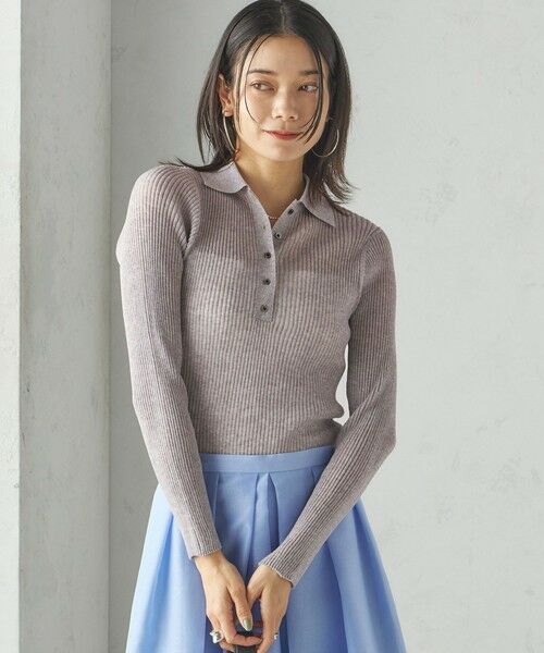 SHIPS / シップス ニット・セーター | 《予約》〈手洗い可能〉シアー リブ 長袖 ポロ ニット | 詳細21