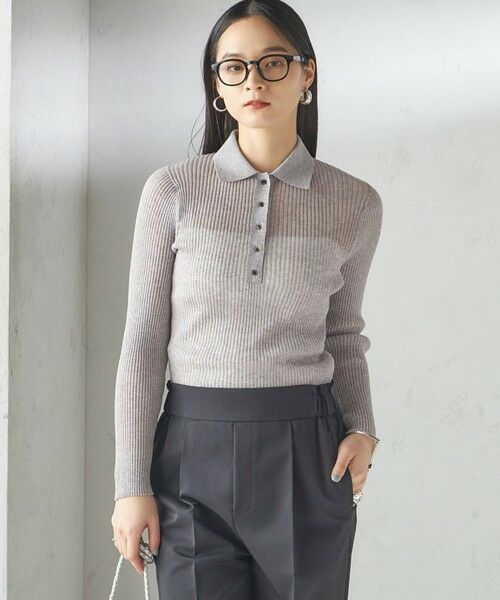 SHIPS / シップス ニット・セーター | 《予約》〈手洗い可能〉シアー リブ 長袖 ポロ ニット | 詳細7