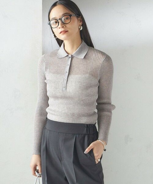 SHIPS / シップス ニット・セーター | 《予約》〈手洗い可能〉シアー リブ 長袖 ポロ ニット | 詳細8