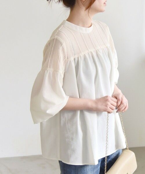 SHIPS / シップス シャツ・ブラウス | quaranciel:〈手洗い可能〉ラッセル レース フィブリル ブラウス | 詳細4