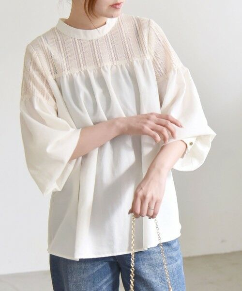 SHIPS / シップス シャツ・ブラウス | quaranciel:〈手洗い可能〉ラッセル レース フィブリル ブラウス | 詳細7