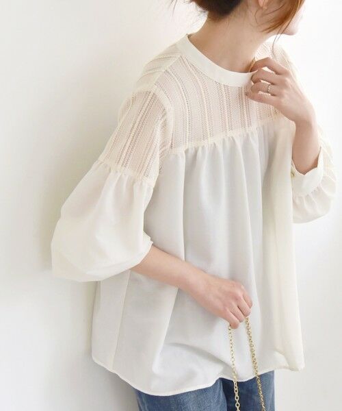 SHIPS for women/シップスウィメン quaranciel:〈手洗い可能〉ラッセル レース フィブリル ブラウス ホワイト ONE SIZE SHIPS for women/シップスウィメン quaranciel:〈手洗い可能〉ラッセル レース フィブリル ブラウス ホワイト ONE SIZE