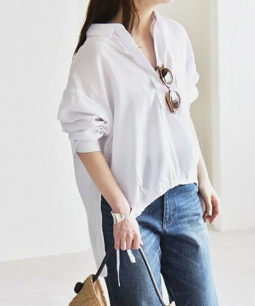 SHIPS / シップス シャツ・ブラウス | quaranciel:〈洗濯機可能〉リネン ミックス フロントギャザー スキッパー シャツ | 詳細5