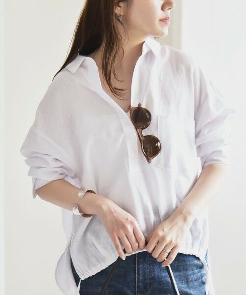 SHIPS / シップス シャツ・ブラウス | quaranciel:〈洗濯機可能〉リネン ミックス フロントギャザー スキッパー シャツ | 詳細8