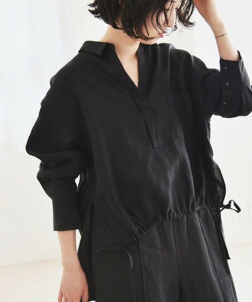 SHIPS / シップス シャツ・ブラウス | quaranciel :〈洗濯機可能〉ラミー ギャザー スキッパー プルオーバー シャツ | 詳細3