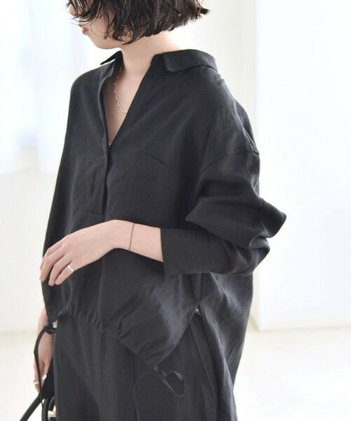 SHIPS / シップス シャツ・ブラウス | quaranciel :〈洗濯機可能〉ラミー ギャザー スキッパー プルオーバー シャツ | 詳細4