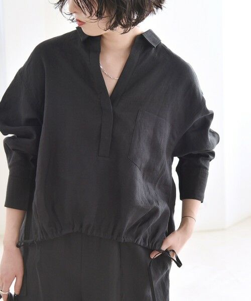 SHIPS / シップス シャツ・ブラウス | quaranciel :〈洗濯機可能〉ラミー ギャザー スキッパー プルオーバー シャツ | 詳細5