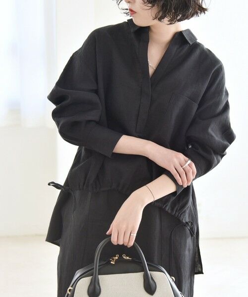 SHIPS / シップス シャツ・ブラウス | quaranciel :〈洗濯機可能〉ラミー ギャザー スキッパー プルオーバー シャツ | 詳細6