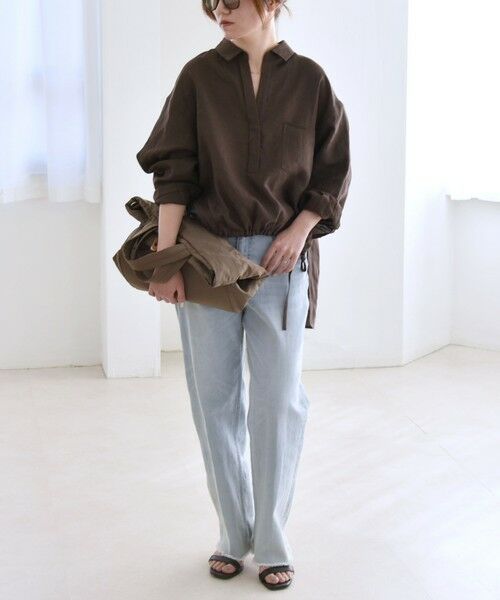 SHIPS / シップス シャツ・ブラウス | quaranciel :〈洗濯機可能〉ラミー ギャザー スキッパー プルオーバー シャツ | 詳細13