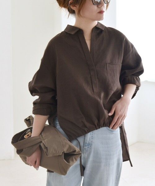 SHIPS / シップス シャツ・ブラウス | quaranciel :〈洗濯機可能〉ラミー ギャザー スキッパー プルオーバー シャツ | 詳細20