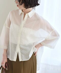 SHIPS / シップス シャツ・ブラウス | quaranciel:〈手洗い可能〉シアー ストライプ ボーダー ビッグ シャツ