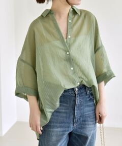 SHIPS / シップス シャツ・ブラウス | quaranciel:〈手洗い可能〉シアー ストライプ ボーダー ビッグ シャツ