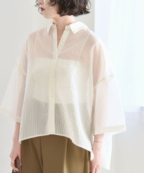 SHIPS / シップス シャツ・ブラウス | quaranciel:〈手洗い可能〉シアー ストライプ ボーダー ビッグ シャツ | 詳細3