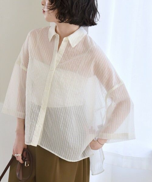 SHIPS / シップス シャツ・ブラウス | quaranciel:〈手洗い可能〉シアー ストライプ ボーダー ビッグ シャツ | 詳細4