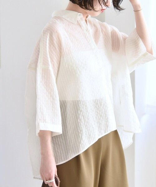 SHIPS / シップス シャツ・ブラウス | quaranciel:〈手洗い可能〉シアー ストライプ ボーダー ビッグ シャツ | 詳細5