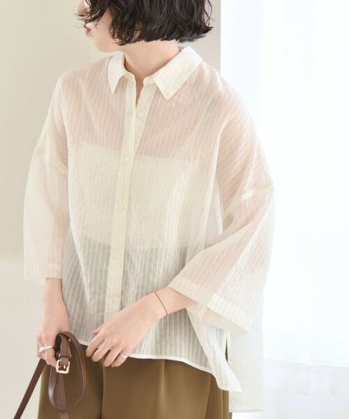 SHIPS / シップス シャツ・ブラウス | quaranciel:〈手洗い可能〉シアー ストライプ ボーダー ビッグ シャツ | 詳細6