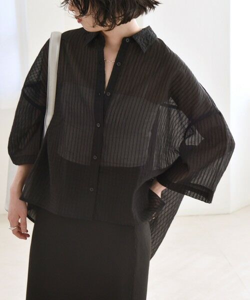 SHIPS / シップス シャツ・ブラウス | quaranciel:〈手洗い可能〉シアー ストライプ ボーダー ビッグ シャツ | 詳細12