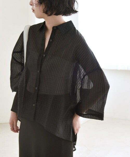 SHIPS / シップス シャツ・ブラウス | quaranciel:〈手洗い可能〉シアー ストライプ ボーダー ビッグ シャツ | 詳細14