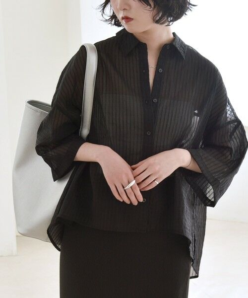 SHIPS / シップス シャツ・ブラウス | quaranciel:〈手洗い可能〉シアー ストライプ ボーダー ビッグ シャツ | 詳細16