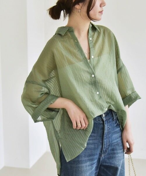 SHIPS / シップス シャツ・ブラウス | quaranciel:〈手洗い可能〉シアー ストライプ ボーダー ビッグ シャツ | 詳細27