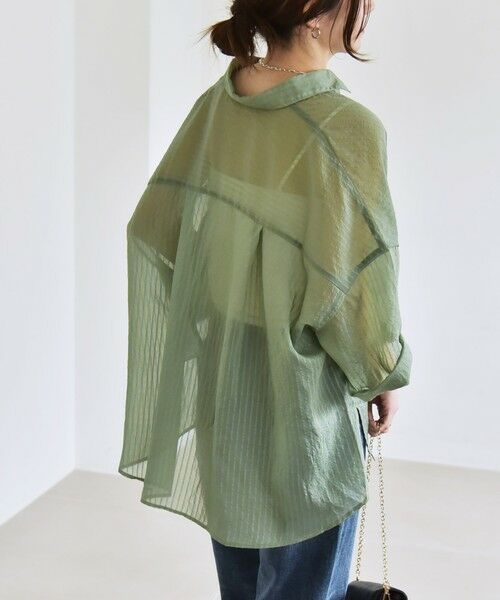 SHIPS / シップス シャツ・ブラウス | quaranciel:〈手洗い可能〉シアー ストライプ ボーダー ビッグ シャツ | 詳細30