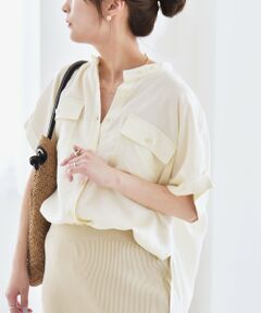 SHIPS / シップス シャツ・ブラウス | quaranciel:〈手洗い可能〉バンドカラー ハーフスリーブ ポケット ワーク シャツ
