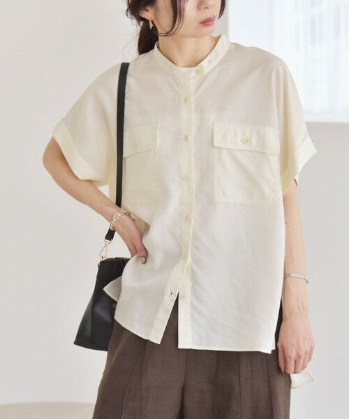 SHIPS / シップス シャツ・ブラウス | quaranciel:〈手洗い可能〉バンドカラー ハーフスリーブ ポケット ワーク シャツ | 詳細13