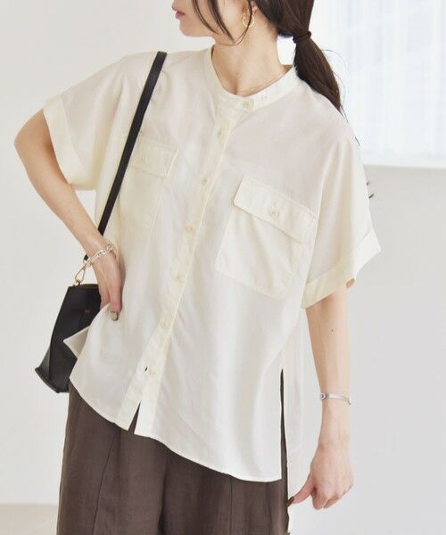 SHIPS / シップス シャツ・ブラウス | quaranciel:〈手洗い可能〉バンドカラー ハーフスリーブ ポケット ワーク シャツ | 詳細14