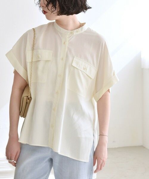 SHIPS / シップス シャツ・ブラウス | quaranciel:〈手洗い可能〉バンドカラー ハーフスリーブ ポケット ワーク シャツ | 詳細17