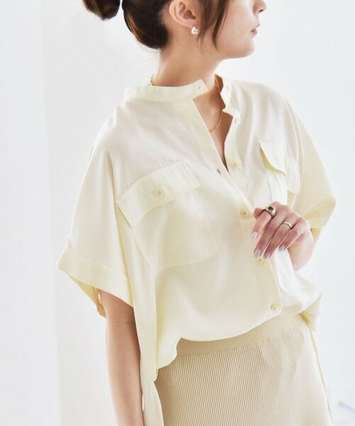 SHIPS / シップス シャツ・ブラウス | quaranciel:〈手洗い可能〉バンドカラー ハーフスリーブ ポケット ワーク シャツ | 詳細6