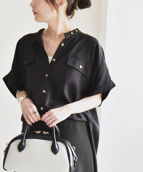 SHIPS / シップス シャツ・ブラウス | quaranciel:〈手洗い可能〉バンドカラー ハーフスリーブ ポケット ワーク シャツ | 詳細23